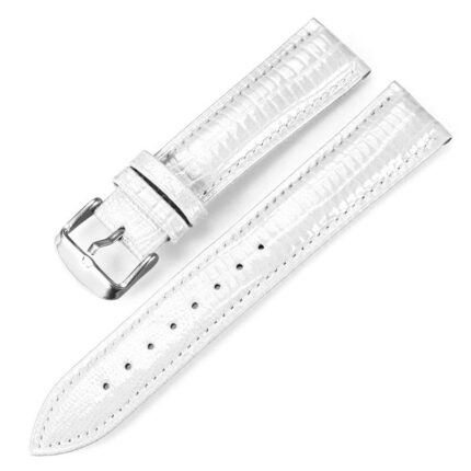 흰색 엠보 무늬 가죽 시계줄 / 세미 라운드 컷 스트랩